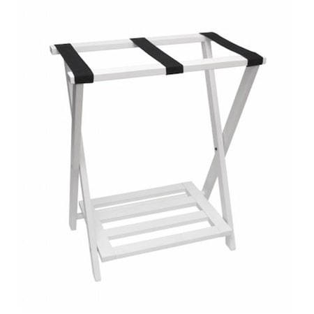 Procomfort Lipper International  Right Height Luggage Rack with Shoe Rack - White finish PR92751